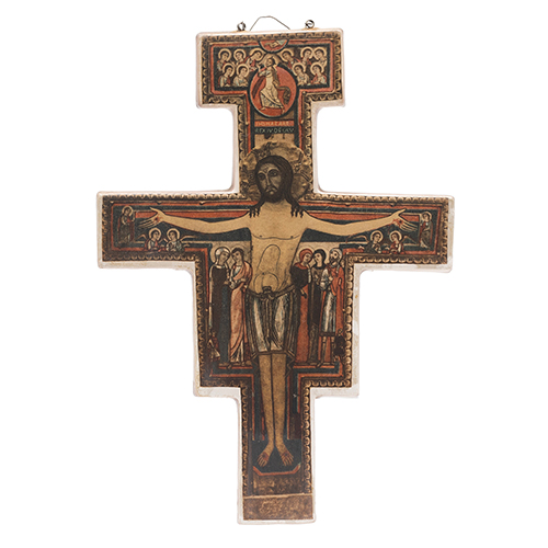 Sub.:38 - Lote: 1543 -  Crucifijo de San Damiano en porcelana modelo bizantino o ruso