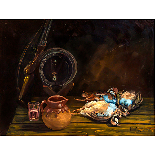 Sub.:38 - Lote: 72 -  Bodeg�n con cer�mica y perdices