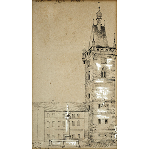 Sub.:38 - Lote: 127 - ESCUELA CENTROEUROPEA (S. XIX) Vista de Karlsplatz, Praga