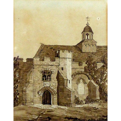 Sub.:38 - Lote: 128 - CARLOS VIDAURRE PEREZ (San Sebasti�n, 1929- 1998) Vista de abad�a