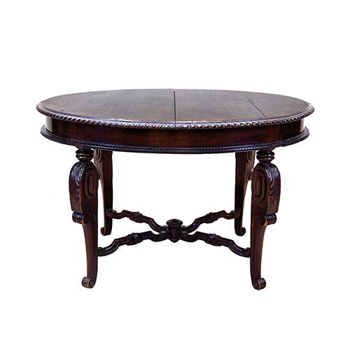 Sub.:38 - Lote: 1424 -  Mesa oval de comedor con dos tableros y manivela