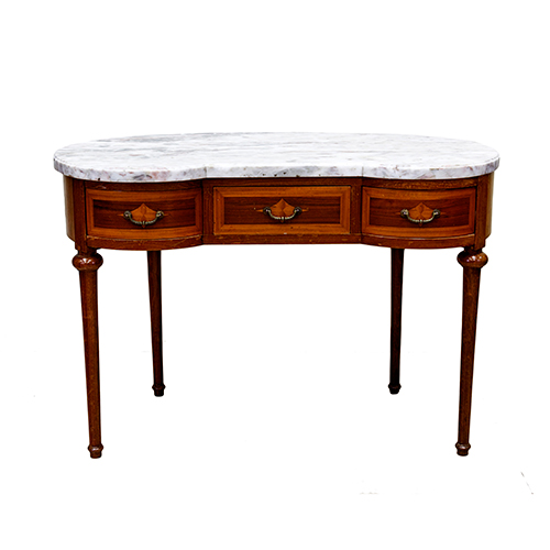 Sub.:38 - Lote: 234 -  Mesa de tocador estilo Luis XVI en forma de ri��n con tapa de m�rmol blanco