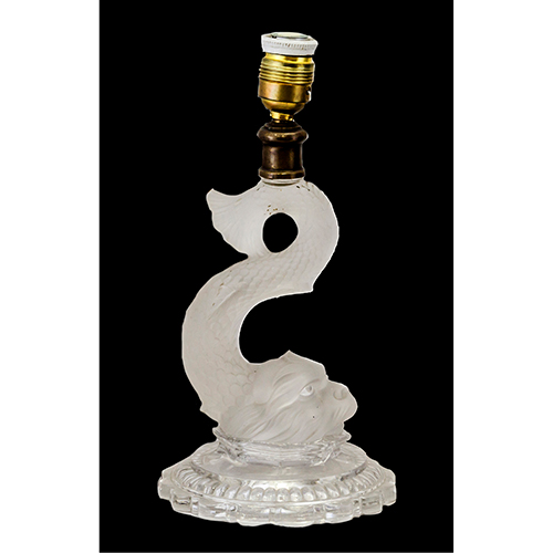 Sub.:38 - Lote: 1508 -  Pie de l�mpara de vidrio en forma de pez.