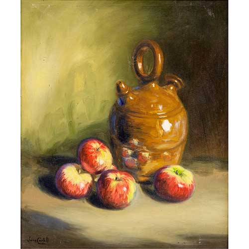 Sub.:39 - Lote: 56 - ESCUELA ESPA�OLA S. XX Bodeg�n de botijo y manzanas