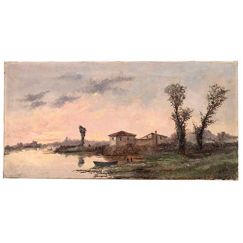 Sub.:39 - Lote: 120 - ESCUELA ESPA�OLA, S. XIX Casa en el lago
