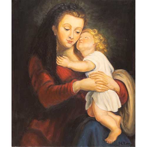 Sub.:39 - Lote: 69 - MARIA PILAR TENA Virgen con ni�o copia de Rubens