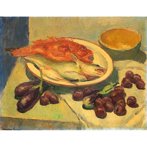 Sub.:39 - Lote: 74 - JOSEP MAR�A MALLOL ZUAZO (Barcelona, 1910-1986) Bodeg�n de peces