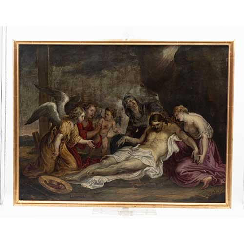 Sub.:39 - Lote: 184 - ESCUELA FLAMENCA S. XVII Piedad rodeada de �ngeles