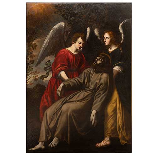 Sub.:39 - Lote: 156 - ESCUELA ESPA�OLA S. XVII San Francisco confortado por los �ngeles despu�s de recibir los estigmas