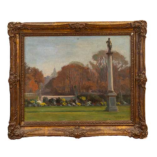 Sub.:39 - Lote: 140 - FRANCIS BELLANGER (1885-?) Jardin con escultura