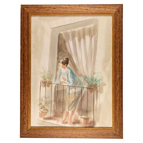 Sub.:39 - Lote: 21 - EDUARDO VICENTE (Madrid, 1909-1968) Joven en el balcn