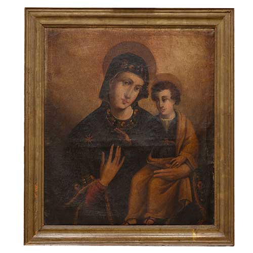 Sub.:39 - Lote: 203 - ESCUELA ESPA�OLA S. XVIII Virgen con ni�o en estilo bizantino