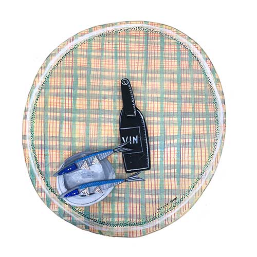 Sub.:39 - Lote: 47 - ANTONIO SANTOS (Huesca 1955) Mesa con vino y pescado