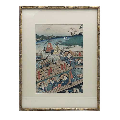 Sub.:39 - Lote: 211 - UTAGAWA KUNISADA (Edo, Jap�n, 1823 - 1880) Ukiyoe enmarcado