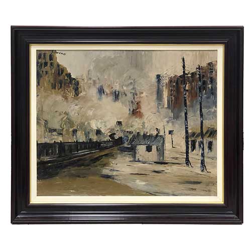 Sub.:39 - Lote: 117 - JUAN GIMENO GUERRI ( Zaragoza 1933) Llegada de tren