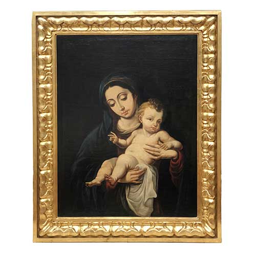 Sub.:39 - Lote: 153 - ESCUELA ESPA�OLA (S. XVIII) Virgen con ni�o
