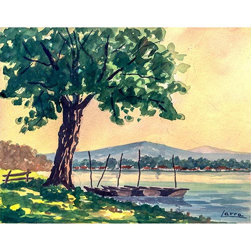 Sub.:4-On - Lote: 218 - ESCUELA ESPA�OLA, S. XX Paisaje de lago