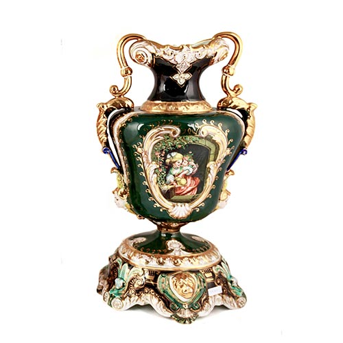 Sub.:4-On - Lote: 326 -  Jarr�n en cer�mica vidriada con escenas pintadas.