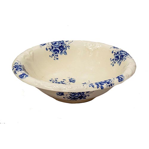 Sub.:4-On - Lote: 306 -  Palangana en loza inglesa Ironstone con decoraci�n floral en azul.