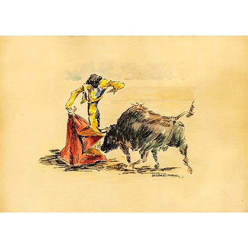 Sub.:4-On - Lote: 260 - Luis S�NCHEZ MORENO (1925-2009) Escena taurina