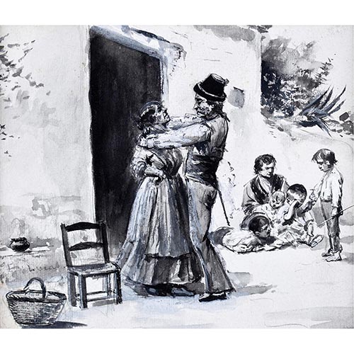 Sub.:4-On - Lote: 246 - ESCUELA ESPA�OLA, S. XIX Escena costumbrista