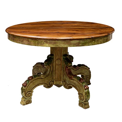 Sub.:4-On - Lote: 7 -  Mesa alfonsina en madera de nogal con pie pintado ca. 1900.