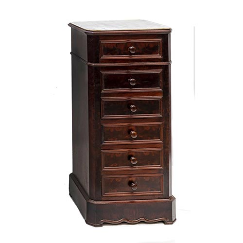 Sub.:4-On - Lote: 39 -  Mesilla de noche con tapa de m�rmol, cajones y puerta abatible.