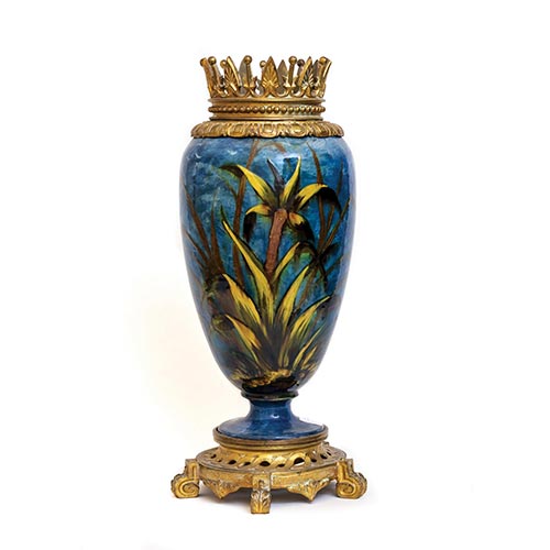 Sub.:4-On - Lote: 310 -  Jarr�n en cer�mica vidriada con montura en bronce.