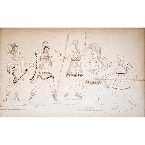 Sub.:4-On - Lote: 228 - ESCUELA INGLESA S. XX Estudios de indumentaria de guerreros cl�sicos