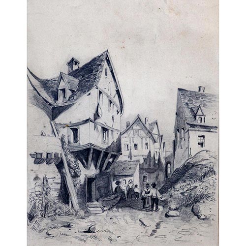 Sub.:4-On - Lote: 240 - ESCUELA EUROPEA, S. XX Vista de pueblo