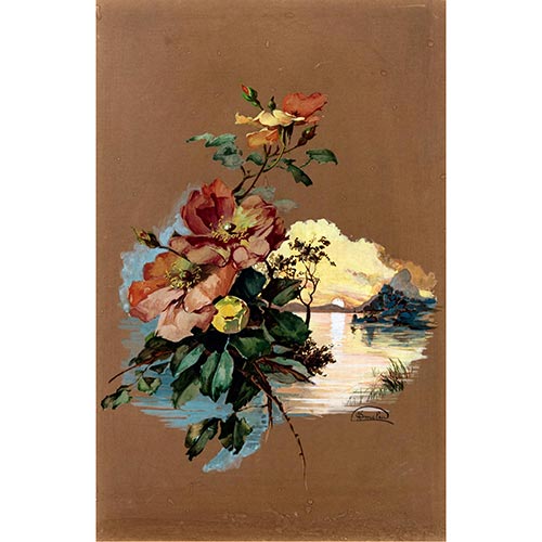 Sub.:4-On - Lote: 292 -  Flores sobre un paisaje