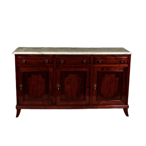 Sub.:4 - Lote: 1410 -  Aparador con tapa de m�rmol. En madera patinada.