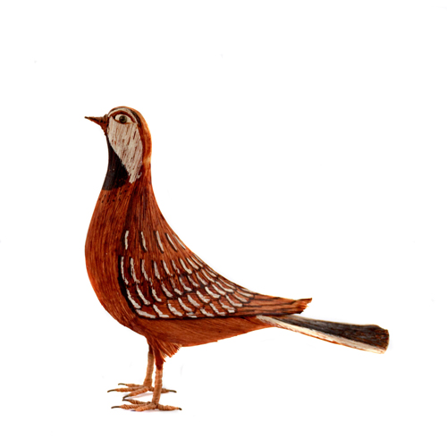 Sub.:4 - Lote: 1427 -  Figura de Perdiz realizada en fibra natural y pintada. Faltas.