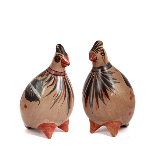 Sub.:4 - Lote: 1425 -  Pareja de aves en cer�mica pintada. Mej�as.