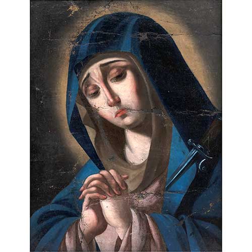 Sub.:40 - Lote: 182 - ESCUELA ESPA�OLA S. XVIII Dolorosa
