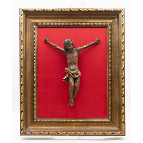 Sub.:40 - Lote: 227 -  Cristo en madera tallada .Escuela espa�ola S. XVIII