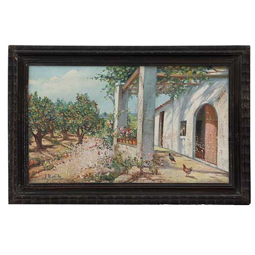 Sub.:40 - Lote: 163 - ESCUELA ESPA�OLA, CA. 1900 Paisaje con casa de campo