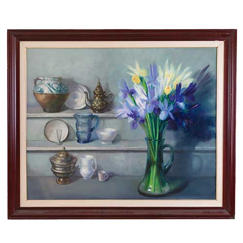 Sub.:40 - Lote: 47 - LUIS CALVO D�EZ (Zaragoza, 1935-2021) Bodeg�n de cacharros y flores