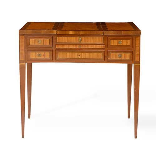 Sub.:40 - Lote: 250 -  Tocador franc�s en palo rosa y amaranto con marqueter�a de �poca Napole�n III, estilo Luis XVI