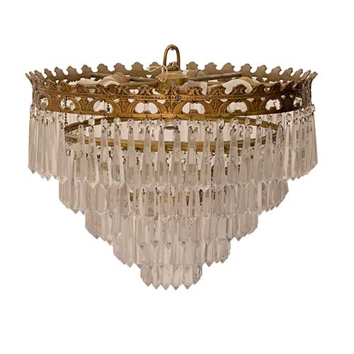 Sub.:40 - Lote: 294 -  L�mpara de techo en bronce y cristal