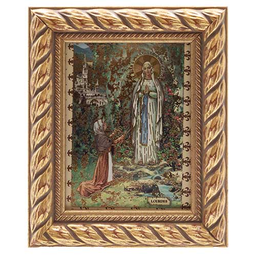 Sub.:40 - Lote: 157 -  Postal de Lourdes enmarcada