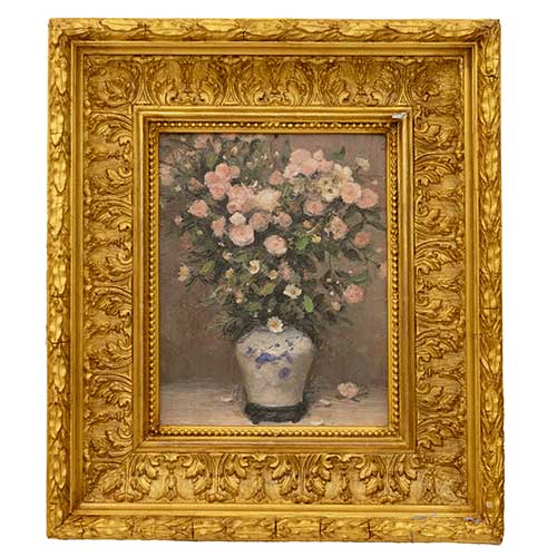 Sub.:40 - Lote: 151 - ESCUELA ESPA�OLA, S. XX Florero de rosas