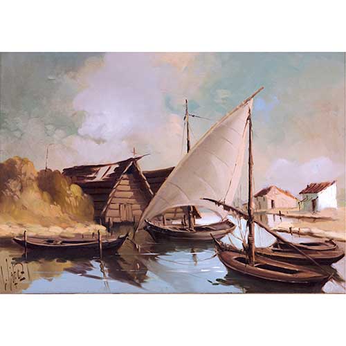 Sub.:41 - Lote: 47 - LUIS L�PEZ CIRUELO (Valencia, S. XX) Canales en la Albufera en Catarroja