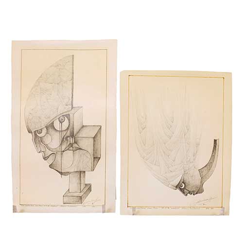 Sub.:41 - Lote: 129 - JEAN PIERRE VAN OUDENHOVE (B�lgica, s. XX) Lote de dos dibujos a l�piz sobre papel