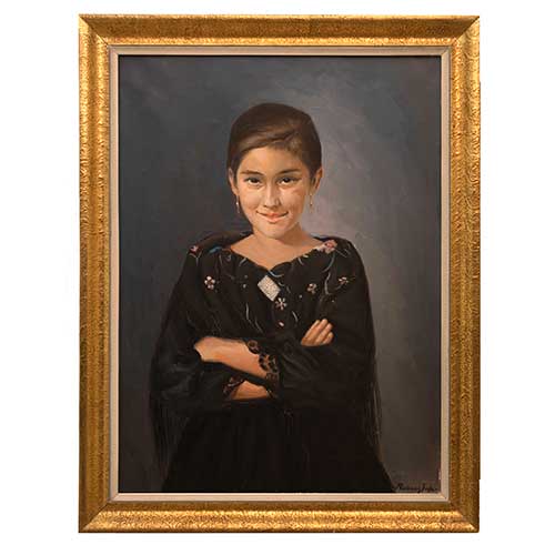Sub.:41 - Lote: 59 - MART�N RUIZANGLADA (Milmarcos, 1929 - Zaragoza, 2001) Retrato de ni�a con mant�n