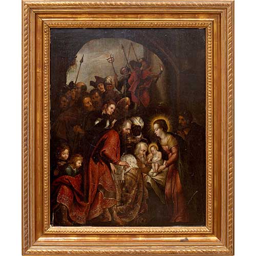 Sub.:41 - Lote: 180 - ESCUELA FLAMENCA S. XVII Adoraci�n de los Magos