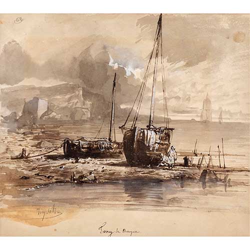 Sub.:41 - Lote: 53 - TONY DE BERGUE ( Paris 1820 - 1893 ) Barcos