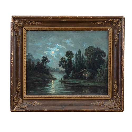 Sub.:41 - Lote: 163 - ESCUELA FRANCESA S. XIX-XX Escena lacustre