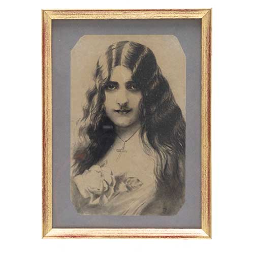 Sub.:41 - Lote: 32 - JOAQUIN PALLARES? Joven dama con crucifico y rosas