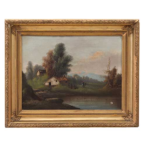 Sub.:41 - Lote: 66 - ESCUELA ESPA�OLA (CA. 1900) Paisaje con laguna